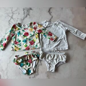 GAP Baby rashguard 2 Swimsuit StartingOut Bundle 12/18 months Floral Polka Print